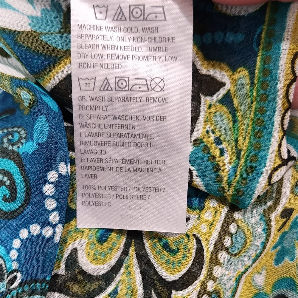 Susan Graver Crinkled Sheer Chiffon Printed Tunic with Knit Tank - Picture 6 of 7